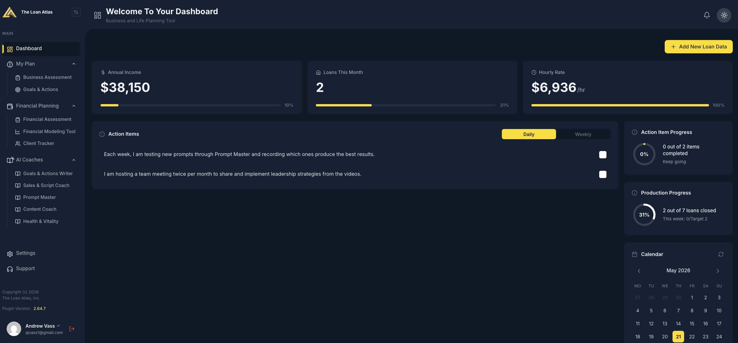 The Loan Atlas member dashboard